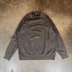 Vintage 90s Brown diamond pattern sweater Men's Size XL